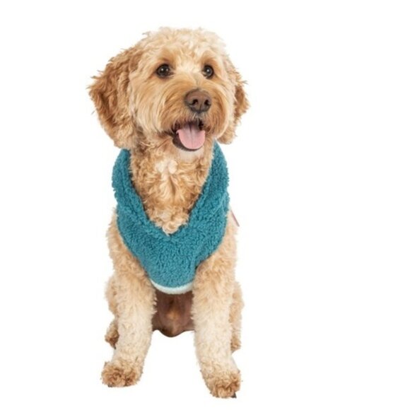 🐶 Meduim 🐶 New Justice Pet Polyester Sherpa Dog Hoodie, Turquoise - Picture 10 of 14